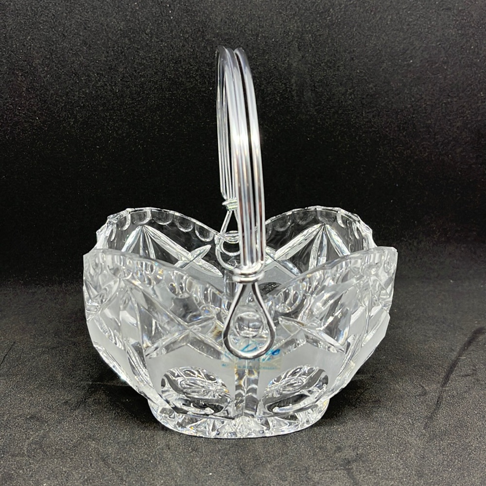 Vintage Crystal Basket with Triple Wire Handle by Price Creations West Germany.